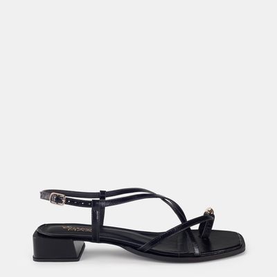 Sandália Salto Baixo Preto