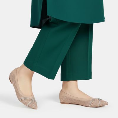 Sapatilha Tramada C/ Strass Nude