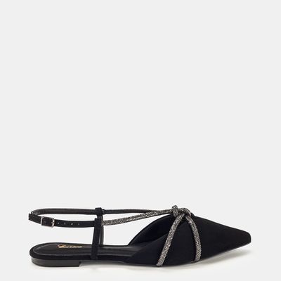 Sapatilha Aberta C/ Strass Preto
