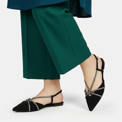 Sapatilha Aberta C/ Strass Preto