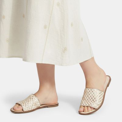 Chinelo Rasteiro Bicolor Off White