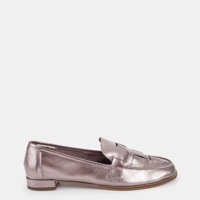 Mocassim em Couro Salto Baixo Ônix