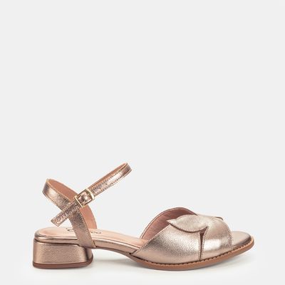 Sandália em Couro Recorte Pespontado Prata Velho