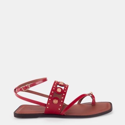 Rasteira De Dedo C/ Enfeites Vermelho