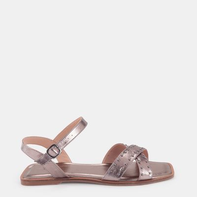 Rasteira Tira Cruzada C/ Tachas Ônix