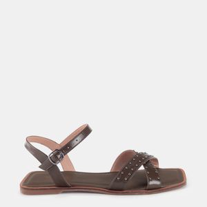 Rasteira Tira Cruzada C/ Tachas Verde Musgo