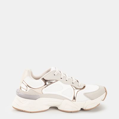 Tênis Chunky Branco e Dourado