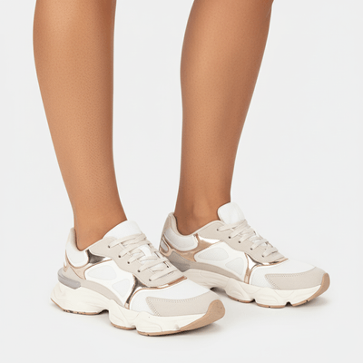 Tênis Chunky Branco e Dourado