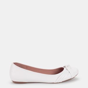 Sapatilha Bico Redondo com Tiras Trançadas Branca