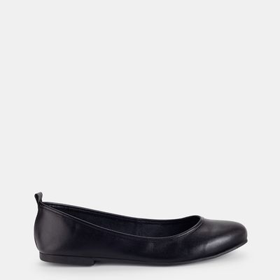 Sapatilha em Couro Plume Bico Redondo Preta