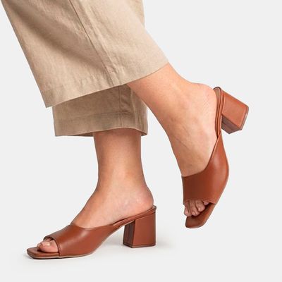 Tamanco Salto Bloco Caramelo