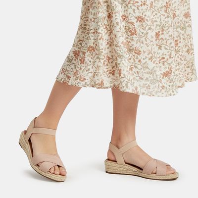 Sandália Anabela Espadrille Bege