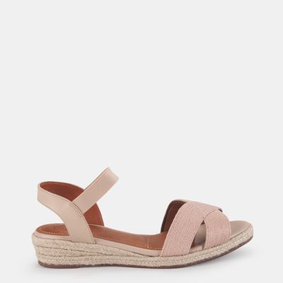 Sandália Anabela Espadrille Bege