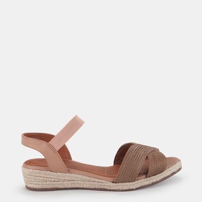 Sandália Anabela Espadrille Marrom Claro