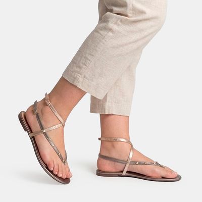 Rasteira de Dedo com Enfeites Esféricos Dourada