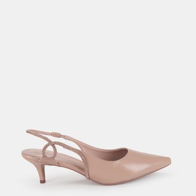 Scarpin Chanel Tira com Strass Bege