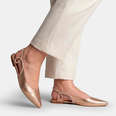 Sapatilha Slingback com Strass Champagne