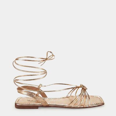 Rasteira de Amarrar com Enfeite Circular Champagne