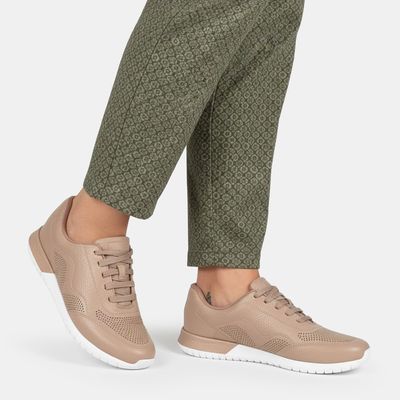 Tênis Casual Usaflex c/ Elástico Couro Bege