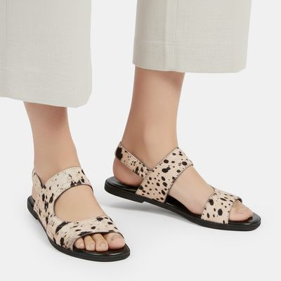 Rasteira Estampa Animal Bicolor Preto