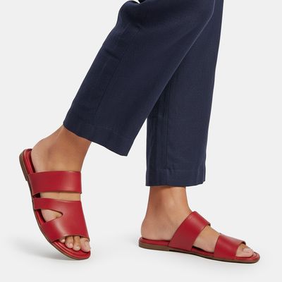 Chinelo Rasteiro Tira Larga Vermelho