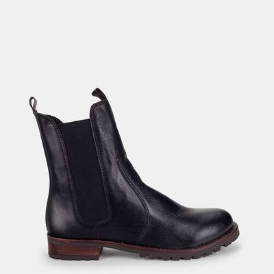 Bota Coturno Chelsea em Couro Preto