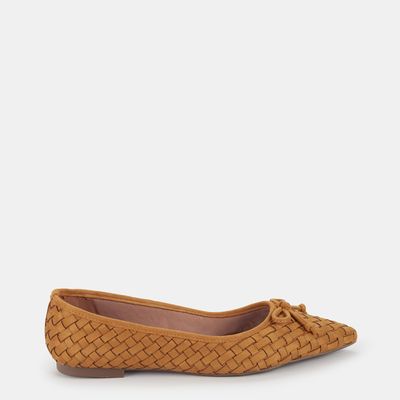 Sapatilha Tramada com Laço Amarelo Mostarda