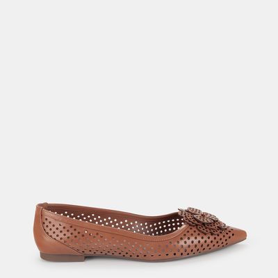 Sapatilha Vazada Com Flor Cappuccino