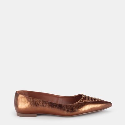 Sapatilha Bico Fino Vazada Bronze